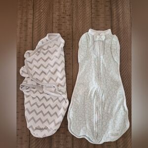 Two Newborn 0-3m Swaddles Sleepsacks -  SwaddleMe & Woombie Brand